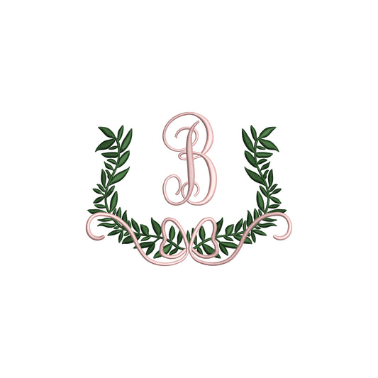 Floral Garland with Flowy Bow for Monogram- Digital Machine Embroidery File- Baby Lee Digital Design-5 SIZE-DST, PES, JAN, JEF, EXP, SEW, ART, PES, VP3, HUS, PCS, XXX, PEC