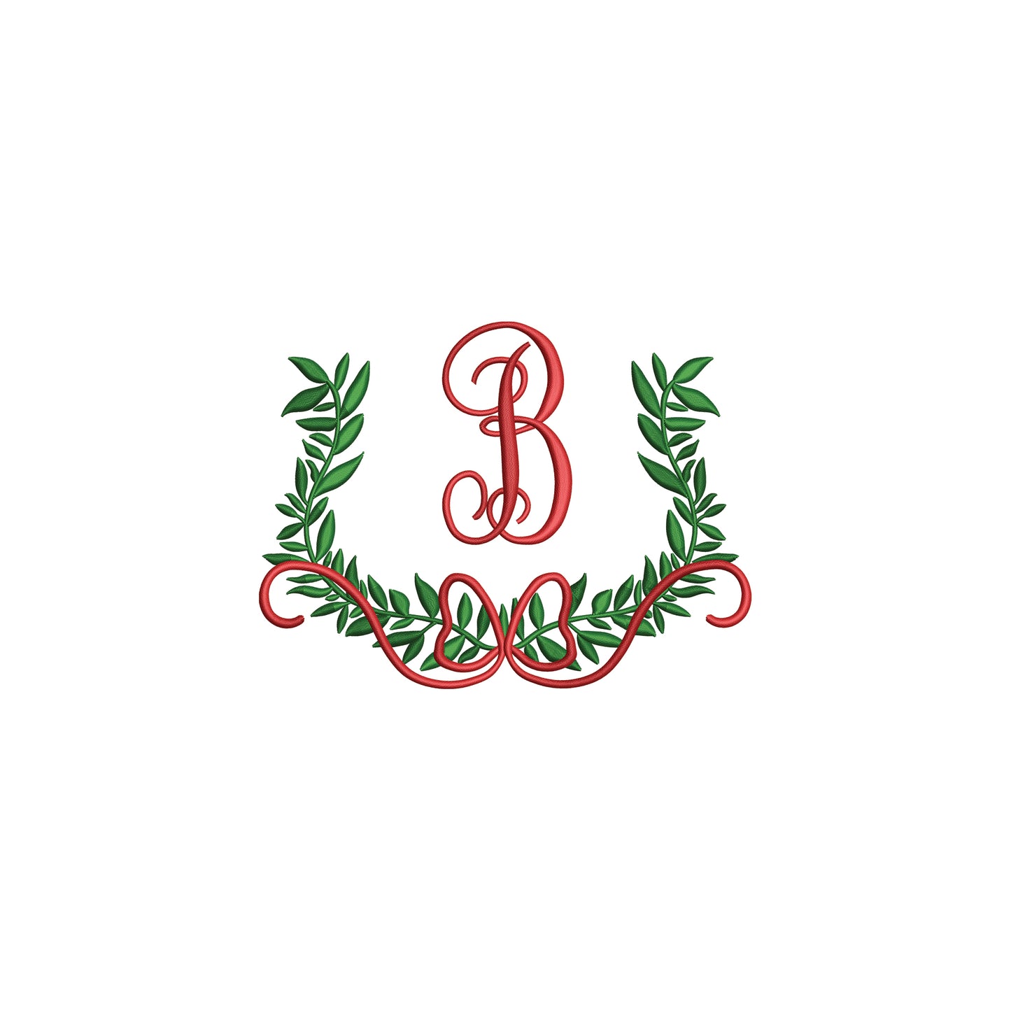Floral Garland with Flowy Bow for Monogram- Digital Machine Embroidery File- Baby Lee Digital Design-5 SIZE-DST, PES, JAN, JEF, EXP, SEW, ART, PES, VP3, HUS, PCS, XXX, PEC