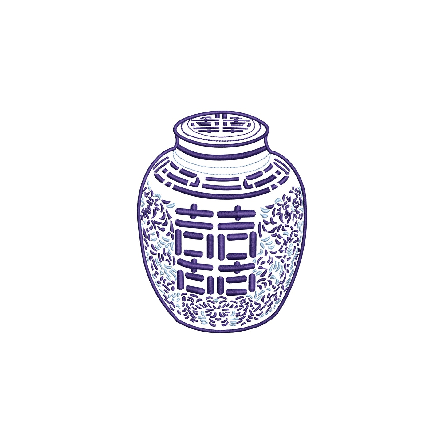 Chinoiserie Ginger Jar Digital Machine Embroidery File- Baby Lee Digital Design- 4 SIZES-DST, PES, JAN, JEF, EXP, SEW, ART, PES, VP3, HUS, PCS, XXX, PEC