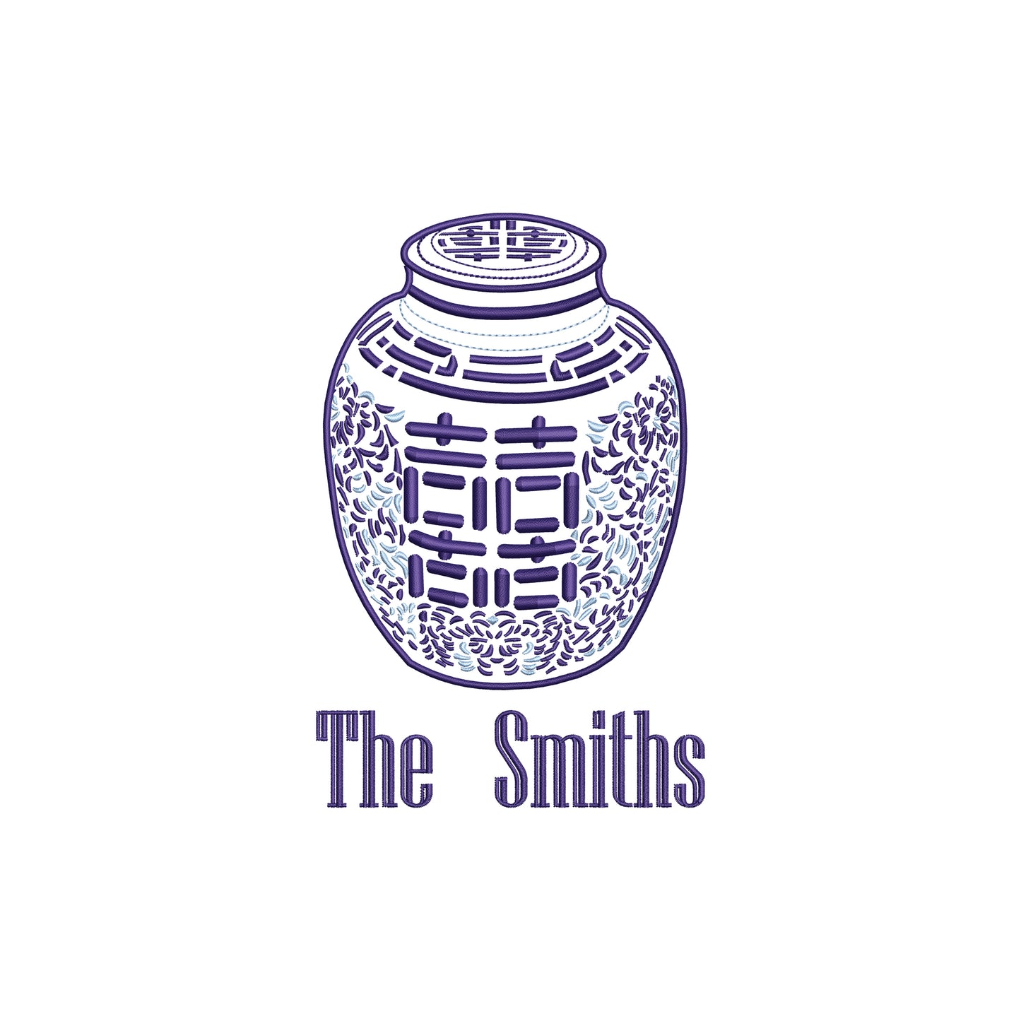 Chinoiserie Ginger Jar Digital Machine Embroidery File- Baby Lee Digital Design- 4 SIZES-DST, PES, JAN, JEF, EXP, SEW, ART, PES, VP3, HUS, PCS, XXX, PEC