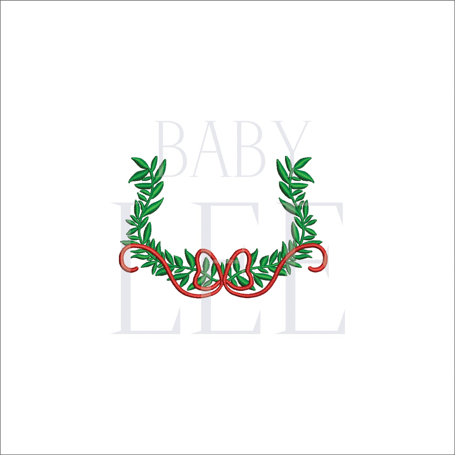 Floral Garland with Flowy Bow for Monogram- Digital Machine Embroidery File- Baby Lee Digital Design-5 SIZE-DST, PES, JAN, JEF, EXP, SEW, ART, PES, VP3, HUS, PCS, XXX, PEC