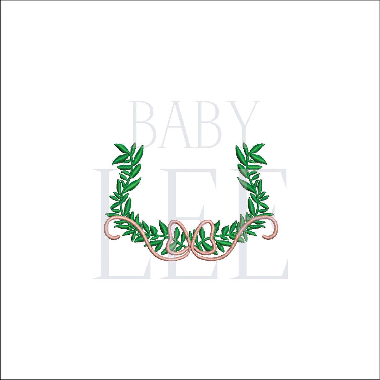 Floral Garland with Flowy Bow for Monogram- Digital Machine Embroidery File- Baby Lee Digital Design-5 SIZE-DST, PES, JAN, JEF, EXP, SEW, ART, PES, VP3, HUS, PCS, XXX, PEC