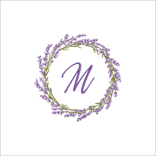 Spring Floral Lavender Wreath Digital Machine Embroidery File- Download-3 SIZES