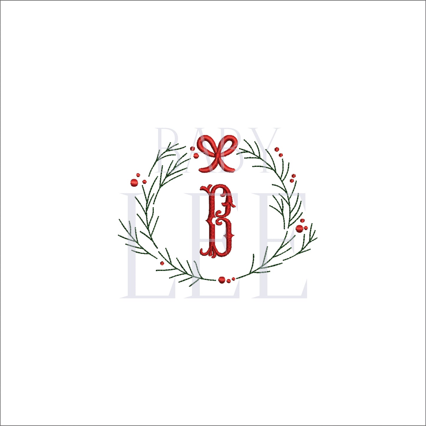 Minimal Christmas Wreath Digital Machine Embroidery File - Baby Lee Digital Design Instant Download- 5 Sizes-DST, PES, JAN, JEF, EXP, SEW, ART, PES, VP3, HUS, PCS, XXX, PEC
