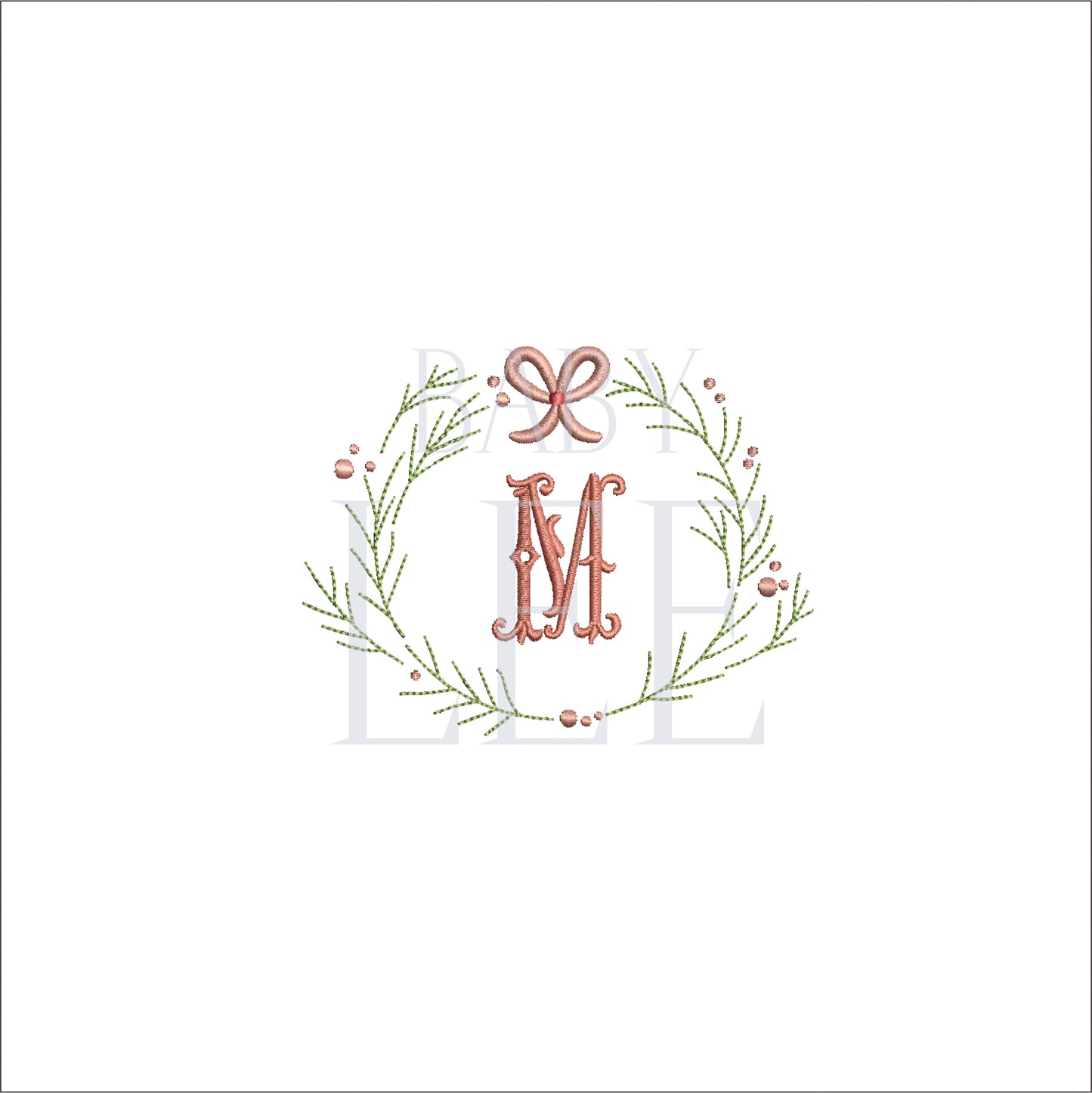 Minimal Christmas Wreath Digital Machine Embroidery File - Baby Lee Digital Design Instant Download- 5 Sizes-DST, PES, JAN, JEF, EXP, SEW, ART, PES, VP3, HUS, PCS, XXX, PEC