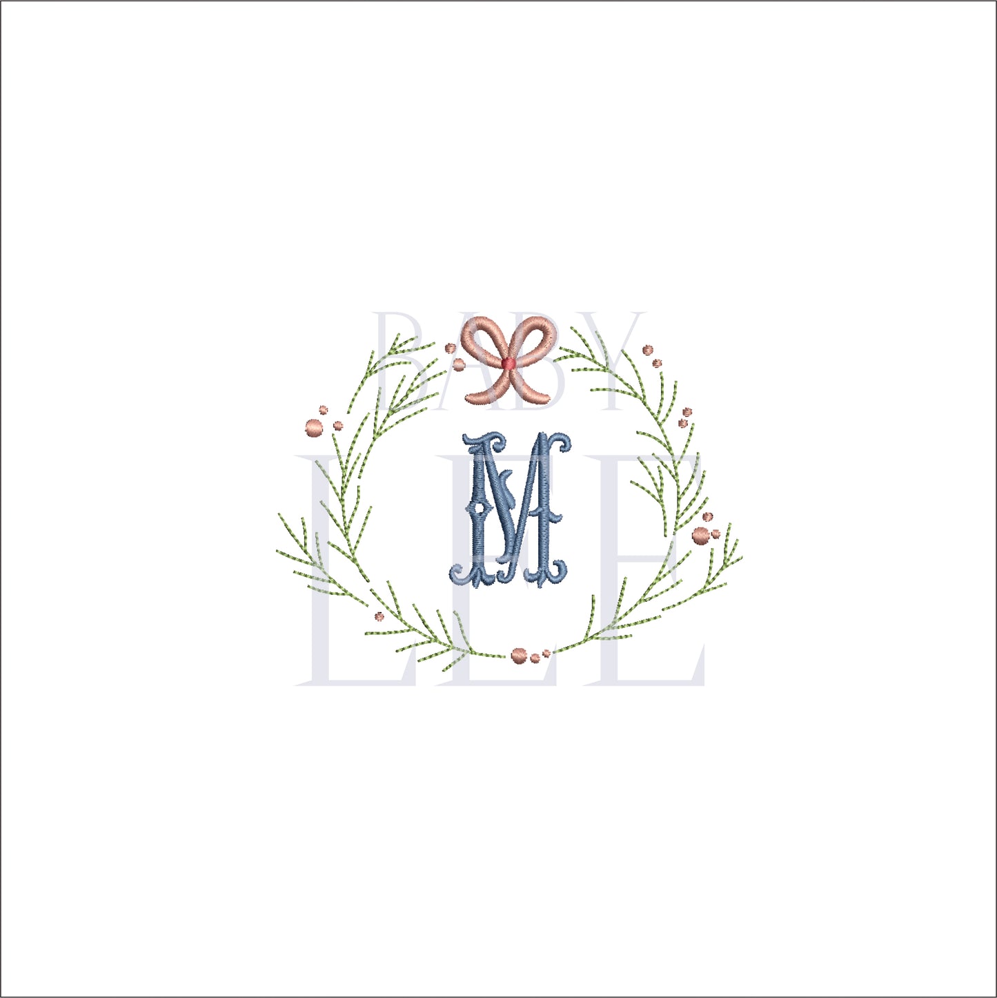 Minimal Christmas Wreath Digital Machine Embroidery File - Baby Lee Digital Design Instant Download- 5 Sizes-DST, PES, JAN, JEF, EXP, SEW, ART, PES, VP3, HUS, PCS, XXX, PEC