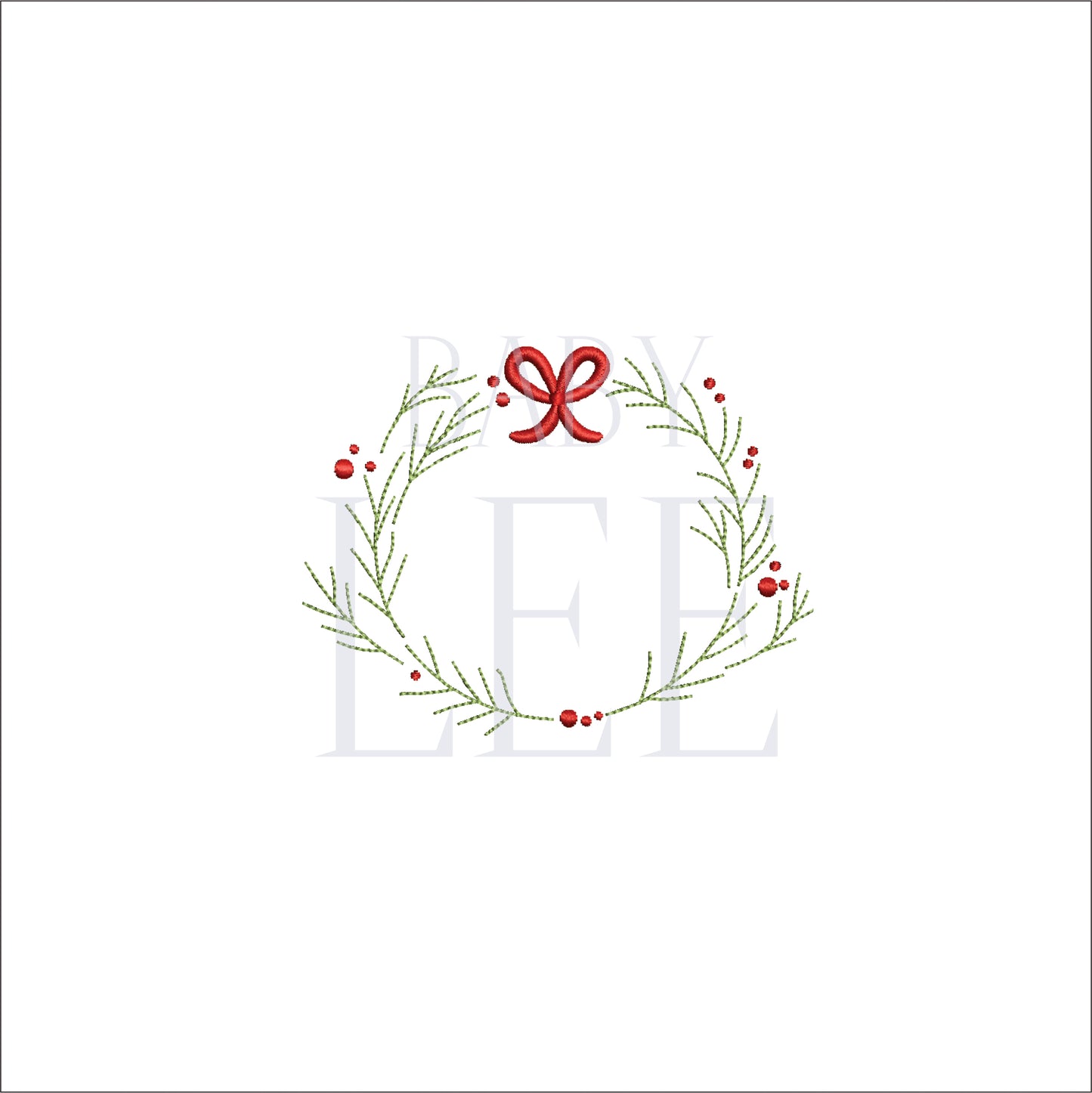 Minimal Christmas Wreath Digital Machine Embroidery File - Baby Lee Digital Design Instant Download- 5 Sizes-DST, PES, JAN, JEF, EXP, SEW, ART, PES, VP3, HUS, PCS, XXX, PEC