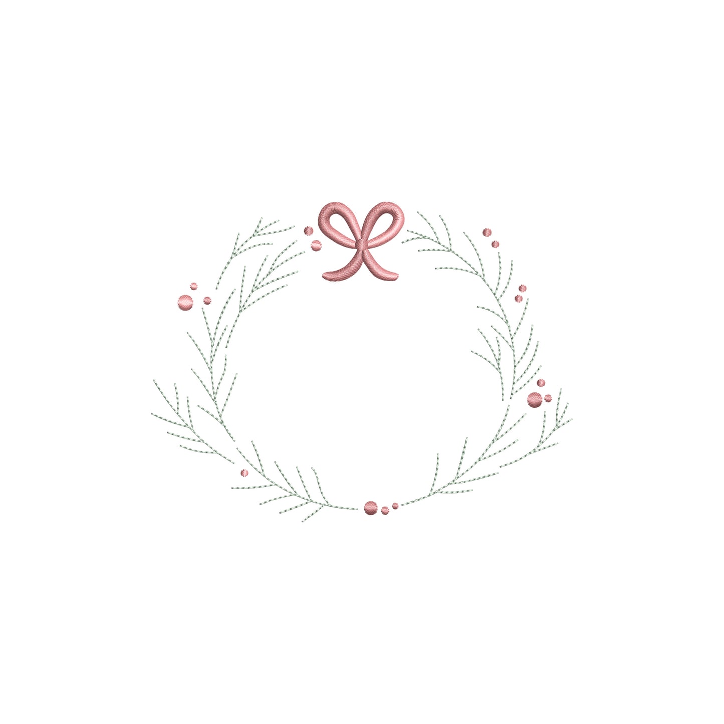 Minimal Christmas Wreath Digital Machine Embroidery File - Baby Lee Digital Design Instant Download- 5 Sizes-DST, PES, JAN, JEF, EXP, SEW, ART, PES, VP3, HUS, PCS, XXX, PEC