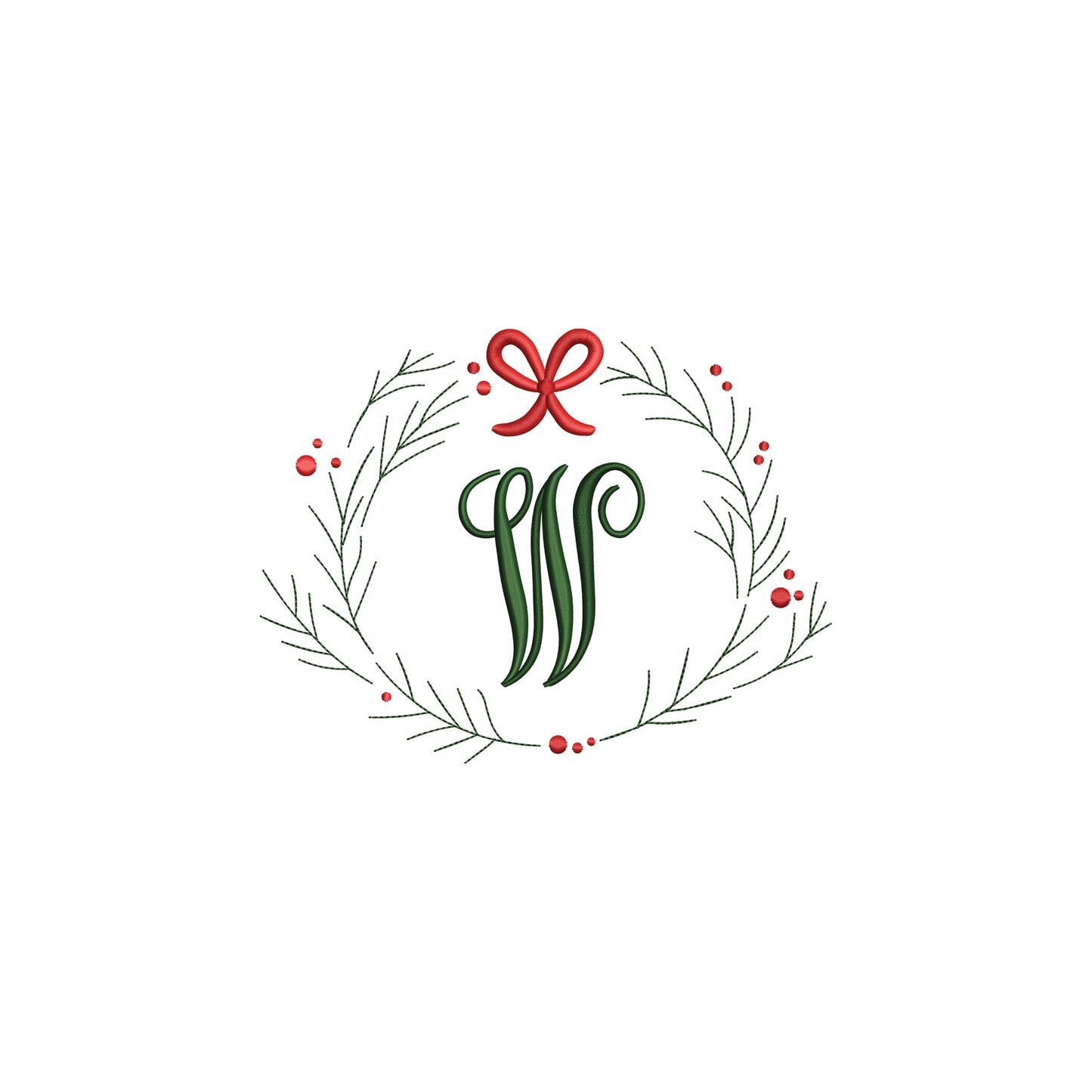 Minimal Christmas Wreath Digital Machine Embroidery File - Baby Lee Digital Design Instant Download- 5 Sizes-DST, PES, JAN, JEF, EXP, SEW, ART, PES, VP3, HUS, PCS, XXX, PEC