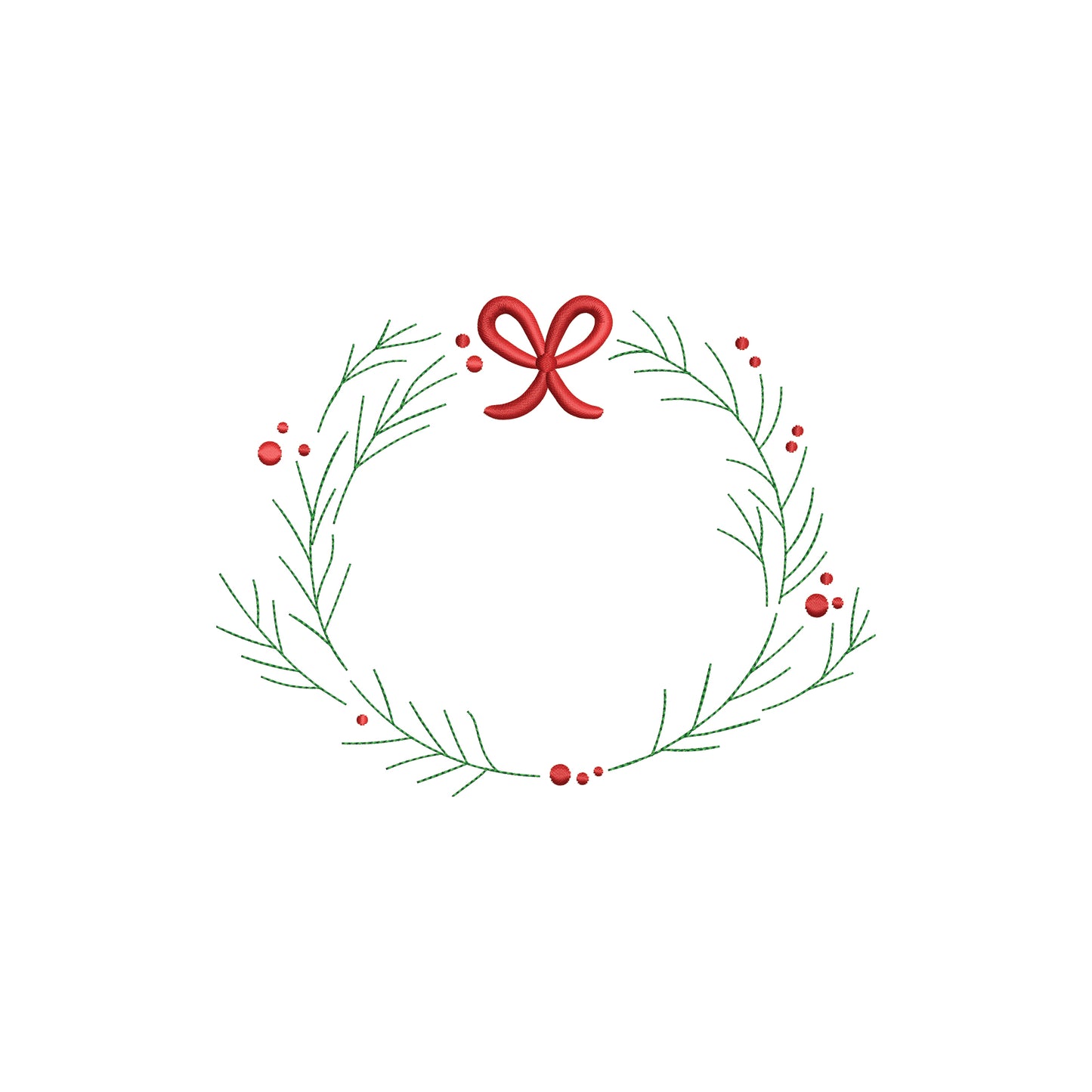 Minimal Christmas Wreath Digital Machine Embroidery File - Baby Lee Digital Design Instant Download- 5 Sizes-DST, PES, JAN, JEF, EXP, SEW, ART, PES, VP3, HUS, PCS, XXX, PEC