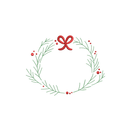 Minimal Christmas Wreath Digital Machine Embroidery File - Baby Lee Digital Design Instant Download- 5 Sizes-DST, PES, JAN, JEF, EXP, SEW, ART, PES, VP3, HUS, PCS, XXX, PEC