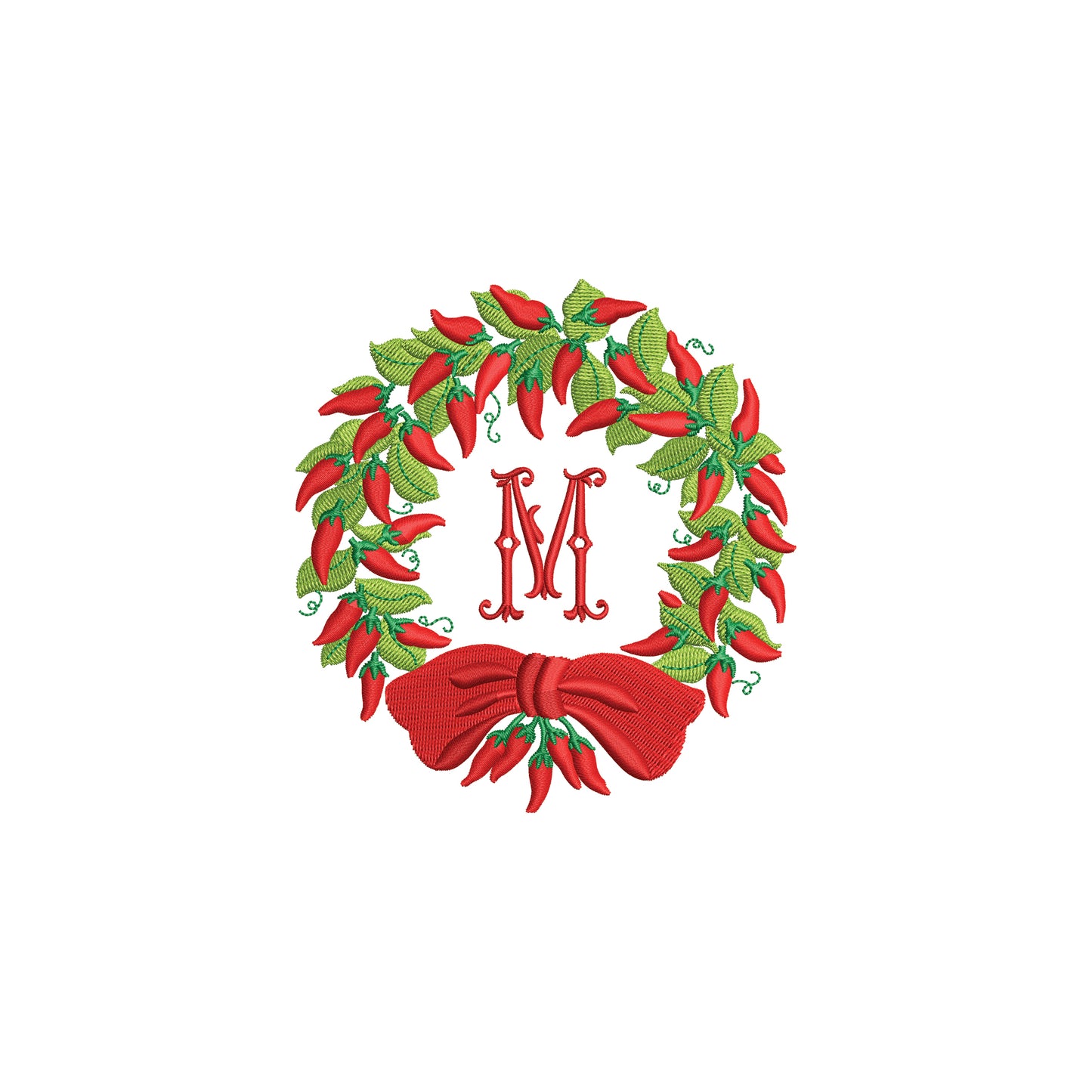 Red Hot Chili Pepper Wreath Digital MachineEmbroidery File- Baby Lee Embroidery Design-Instant Download- 3 SIZES-DST, PES, JAN, JEF, EXP, SEW, ART, PES, VP3, HUS, PCS, XXX, PEC