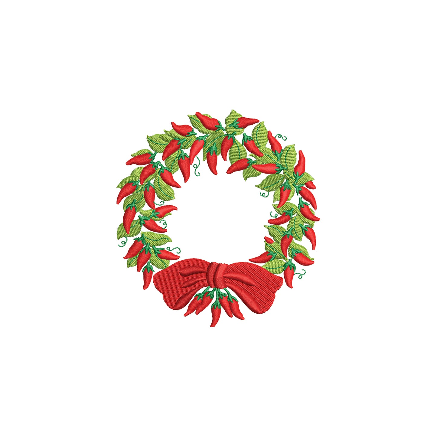 Red Hot Chili Pepper Wreath Digital MachineEmbroidery File- Baby Lee Embroidery Design-Instant Download- 3 SIZES-DST, PES, JAN, JEF, EXP, SEW, ART, PES, VP3, HUS, PCS, XXX, PEC