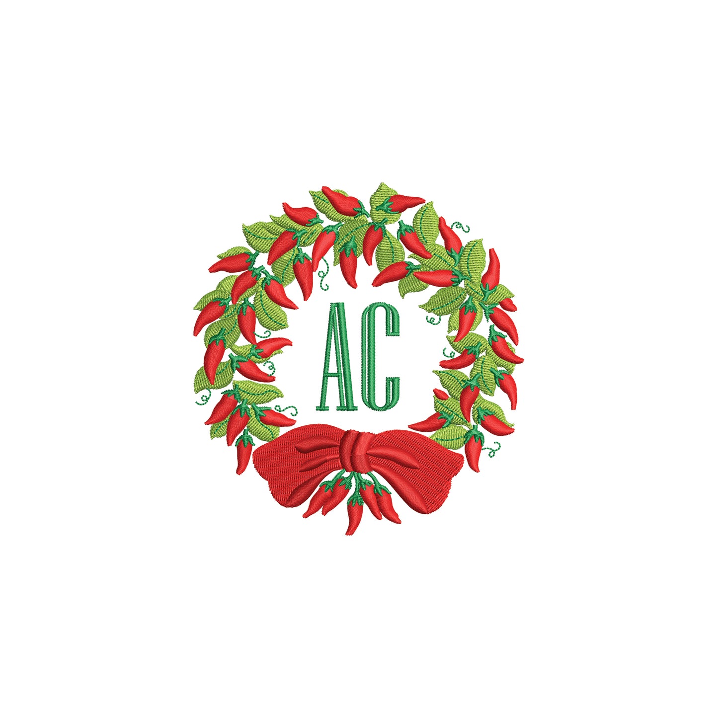 Red Hot Chili Pepper Wreath Digital MachineEmbroidery File- Baby Lee Embroidery Design-Instant Download- 3 SIZES-DST, PES, JAN, JEF, EXP, SEW, ART, PES, VP3, HUS, PCS, XXX, PEC