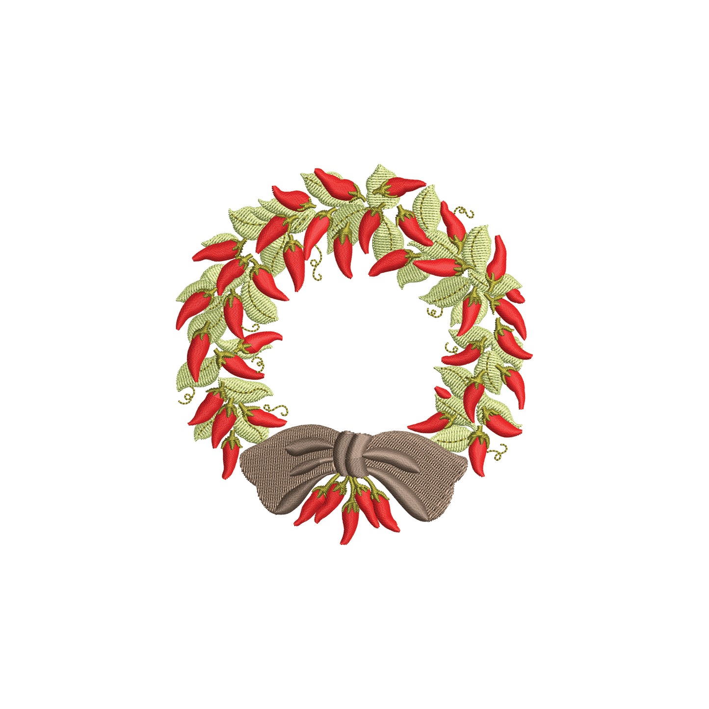 Red Hot Chili Pepper Wreath Digital MachineEmbroidery File- Baby Lee Embroidery Design-Instant Download- 3 SIZES-DST, PES, JAN, JEF, EXP, SEW, ART, PES, VP3, HUS, PCS, XXX, PEC