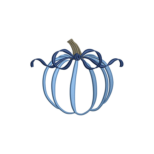 Pumpkin Fall Outline with Bow Digital Machine Embroidery File- 6 sizes