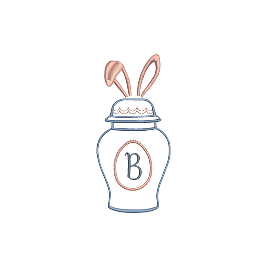 EASTER BUNNY Ginger Jar Digital Embroidery File Instant Download- Baby Lee Digital Designs- 4 SIZES-DST, PES, JAN, JEF, EXP, SEW, ART, PES, VP3, HUS, PCS, XXX, PEC
