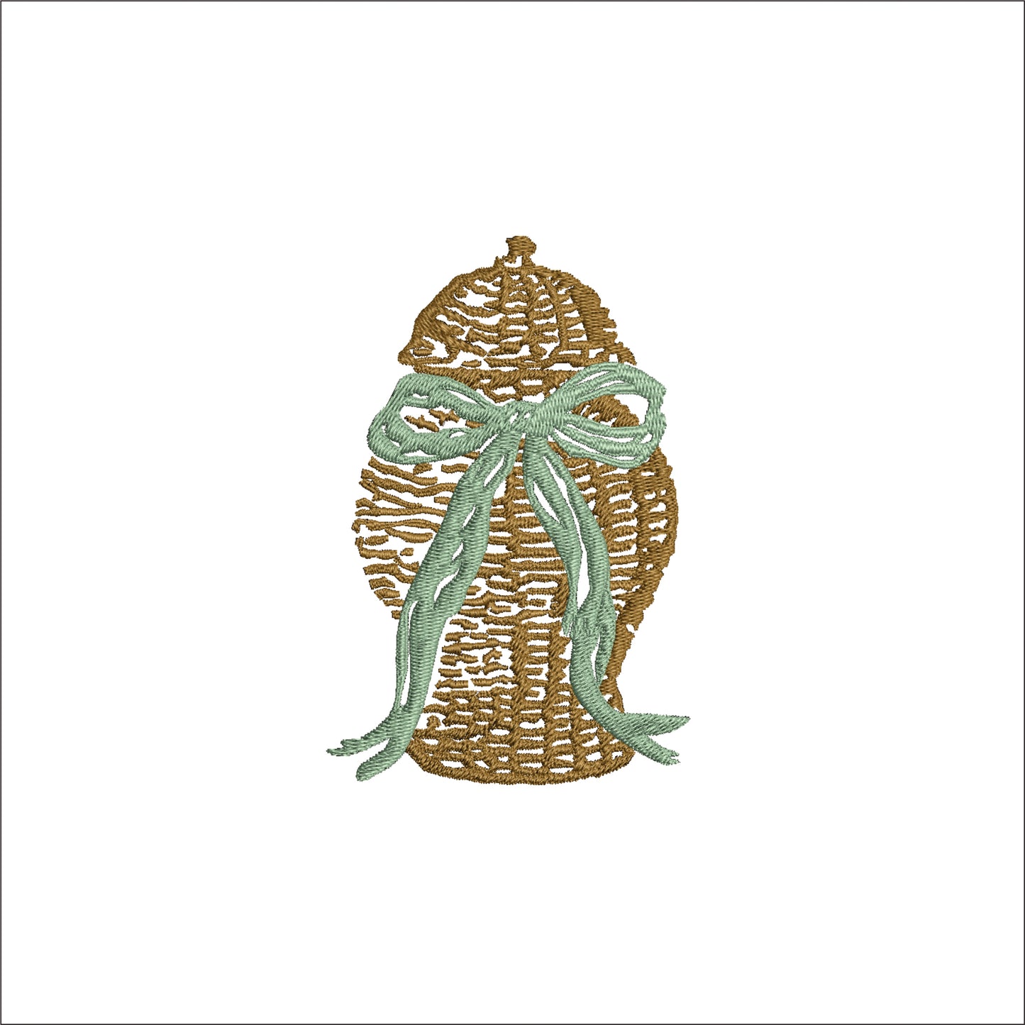 Chinoiserie Rattan Ginger Jar with Bow Digital Machine Embroidery File- Baby Lee Digital Design-Instant Download- 3 SIZES-DST, PES, JAN, JEF, EXP, SEW, ART, PES, VP3, HUS, PCS, XXX, PEC