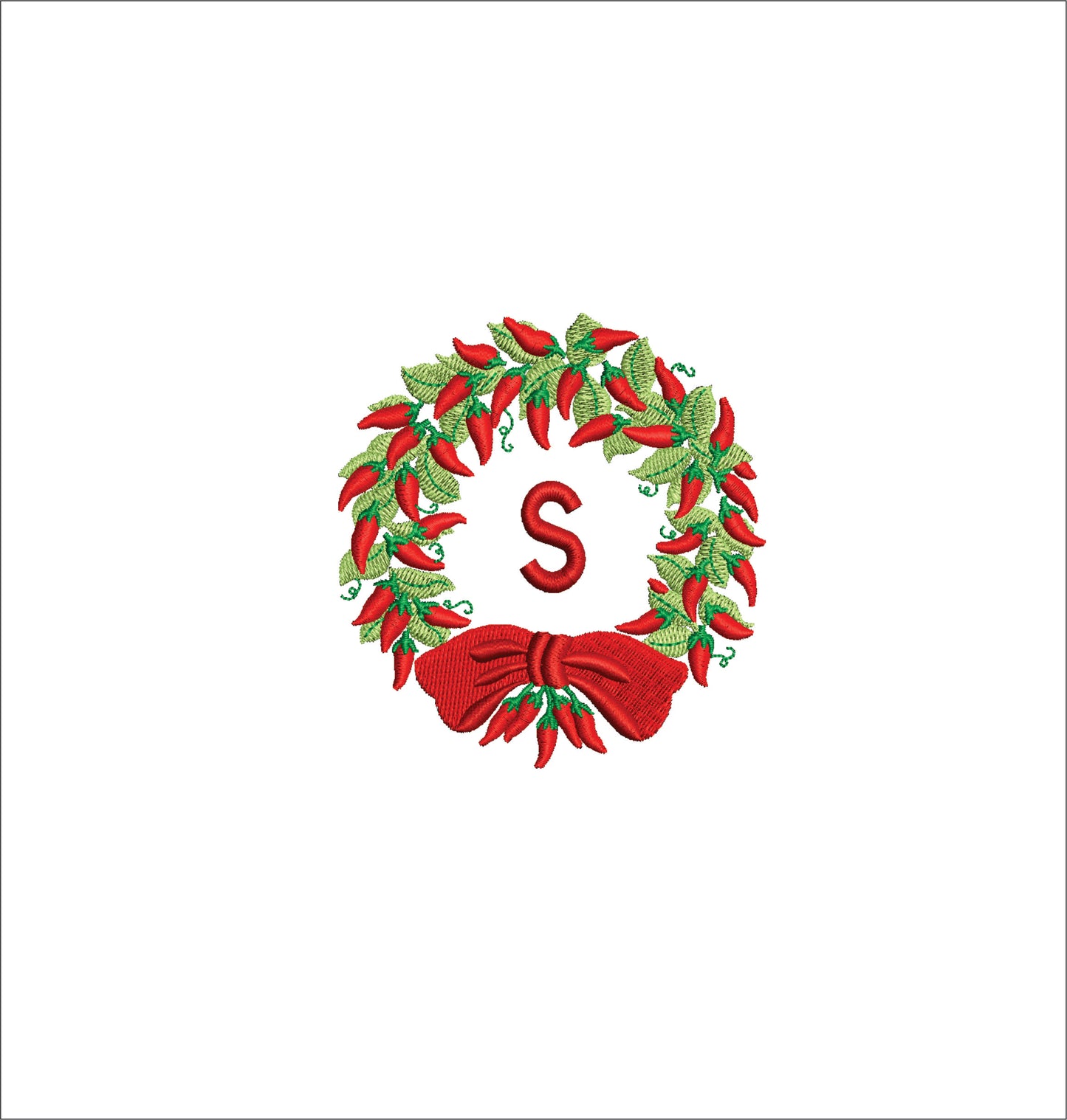 Red Hot Chili Pepper Wreath Digital MachineEmbroidery File- Baby Lee Embroidery Design-Instant Download- 3 SIZES-DST, PES, JAN, JEF, EXP, SEW, ART, PES, VP3, HUS, PCS, XXX, PEC