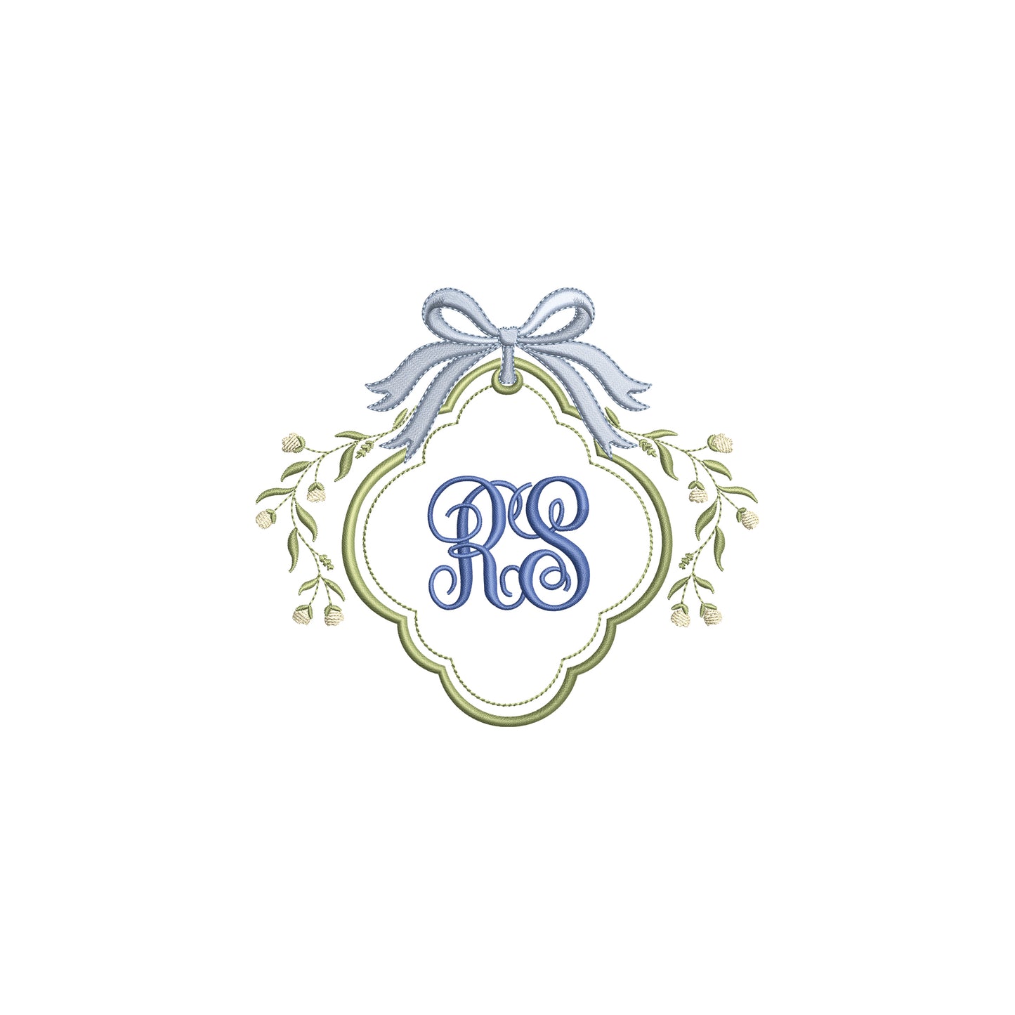 Scalloped Crest with Bow Digital Machine Embroidery File- Instant Download- Baby Lee Digital Design-5 SIZE- DST, PES, JAN, JEF, EXP, SEW, ART, PES, VP3, HUS, PCS, XXX, PEC
