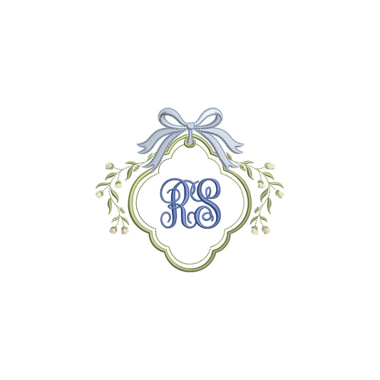 Scalloped Crest with Bow Digital Machine Embroidery File- Instant Download- Baby Lee Digital Design-5 SIZE- DST, PES, JAN, JEF, EXP, SEW, ART, PES, VP3, HUS, PCS, XXX, PEC