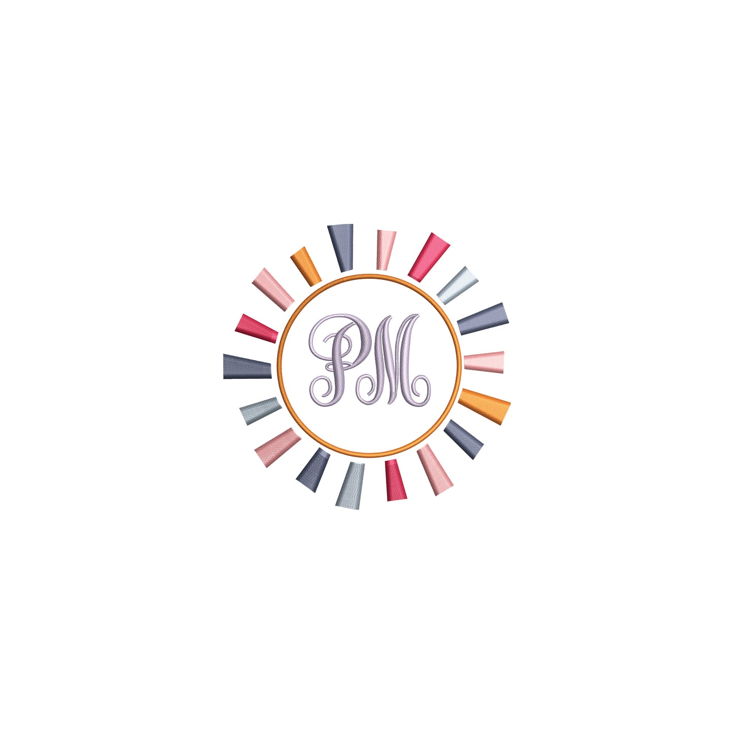 Sun Monogram Wreath Digital Machine Embroidery File Instant Download- Baby Lee Digital Design-5 SIZES-DST, PES, JAN, JEF, EXP, SEW, ART, PES, VP3, HUS, PCS, XXX, PEC