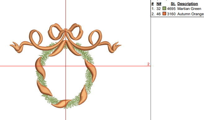 Wreath with Vintage Bow- Digital Machine  Embroidery File- 4 SIZES-HUS, SEW, XXX, DST, DGT, VP3, JEF, PES, EXP, and PCS.