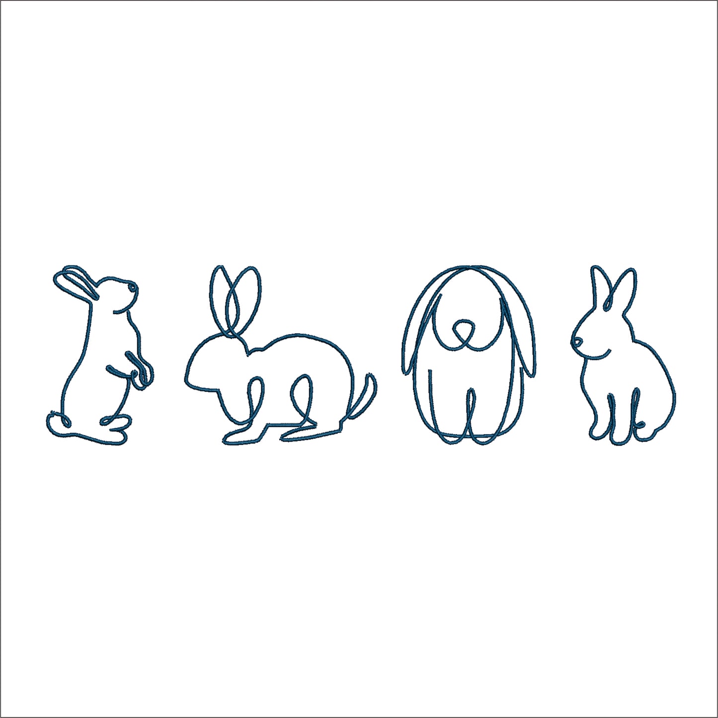 BUNDLE Hand Drawn Bunny Outline Machine Embroidery File- Instant Download- Baby Lee Embroidery Design-4 MODELS, 3 SIZES EACH- JEF, HUS, SEW, XXX, DST, DGT, VP3, PES, EXP, and PCS.