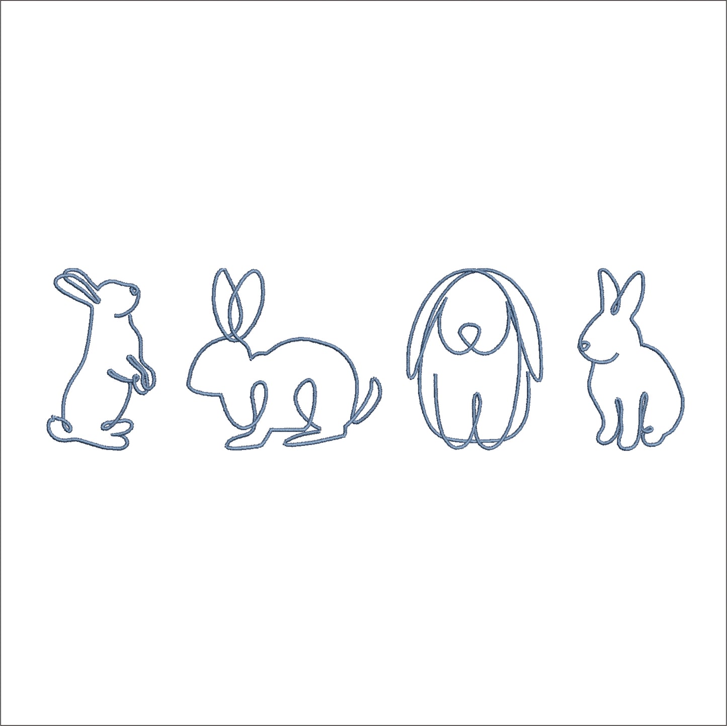 BUNDLE Hand Drawn Bunny Outline Machine Embroidery File- Instant Download- Baby Lee Embroidery Design-4 MODELS, 3 SIZES EACH- JEF, HUS, SEW, XXX, DST, DGT, VP3, PES, EXP, and PCS.
