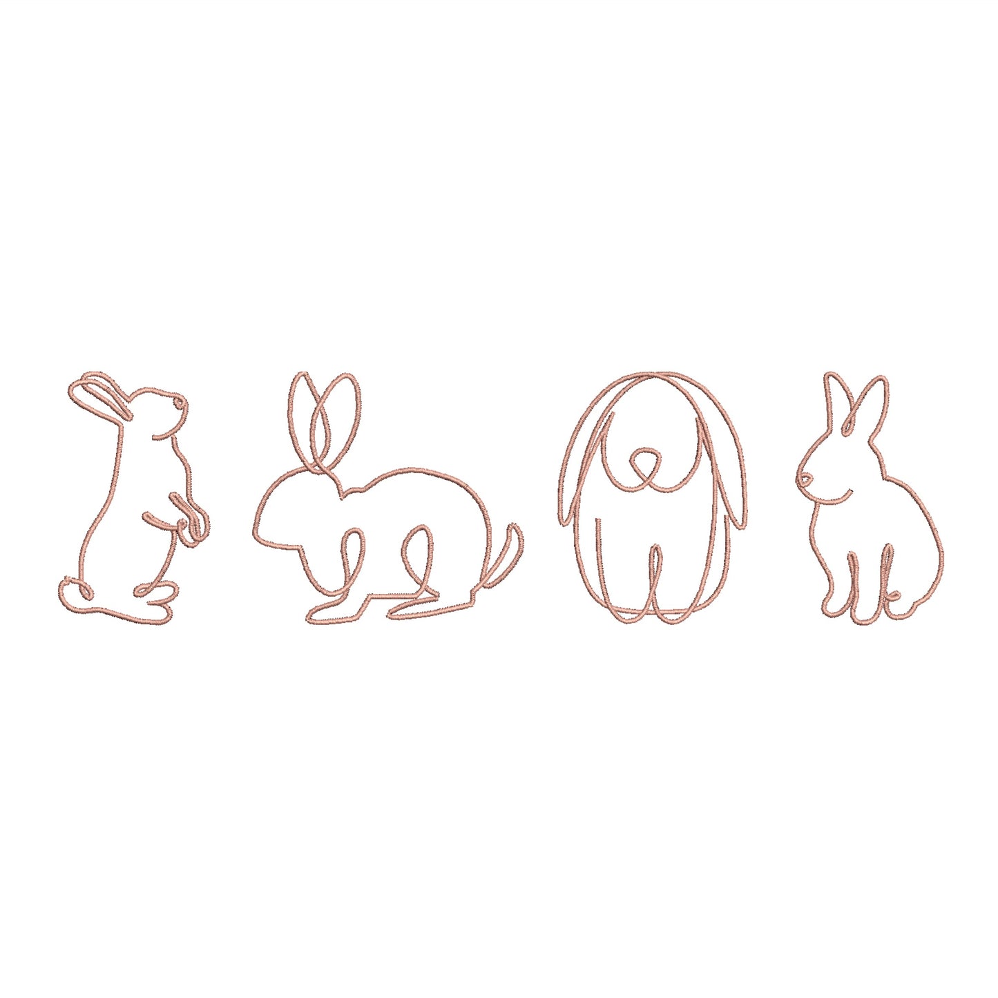BUNDLE Hand Drawn Bunny Outline Machine Embroidery File- Instant Download- Baby Lee Embroidery Design-4 MODELS, 3 SIZES EACH- JEF, HUS, SEW, XXX, DST, DGT, VP3, PES, EXP, and PCS.