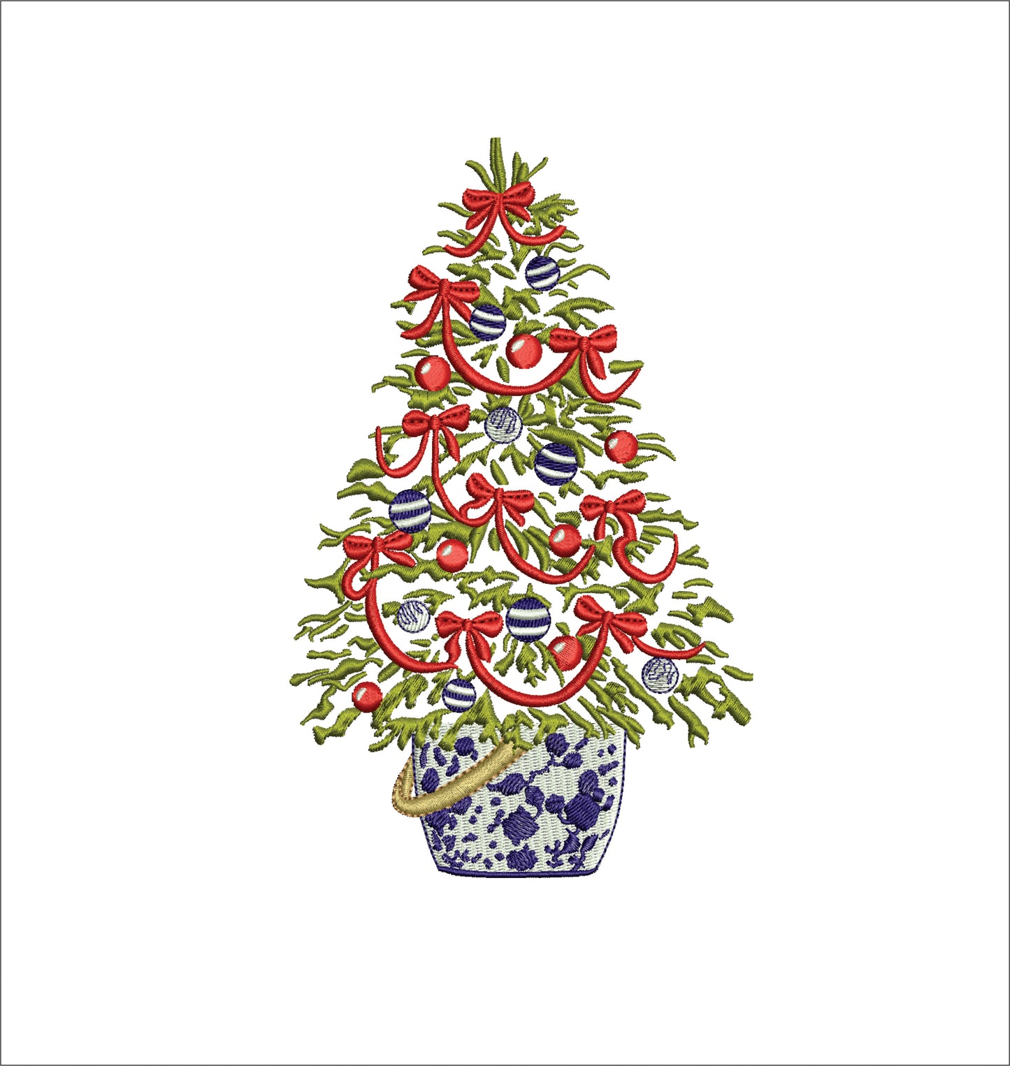 Chinoiserie Christmas Tree Digital Machine Embroidery File- Baby Lee Digital Design- 3 SIZES-DST, PES, JAN, JEF, EXP, SEW, ART, PES, VP3, HUS, PCS, XXX, PEC
