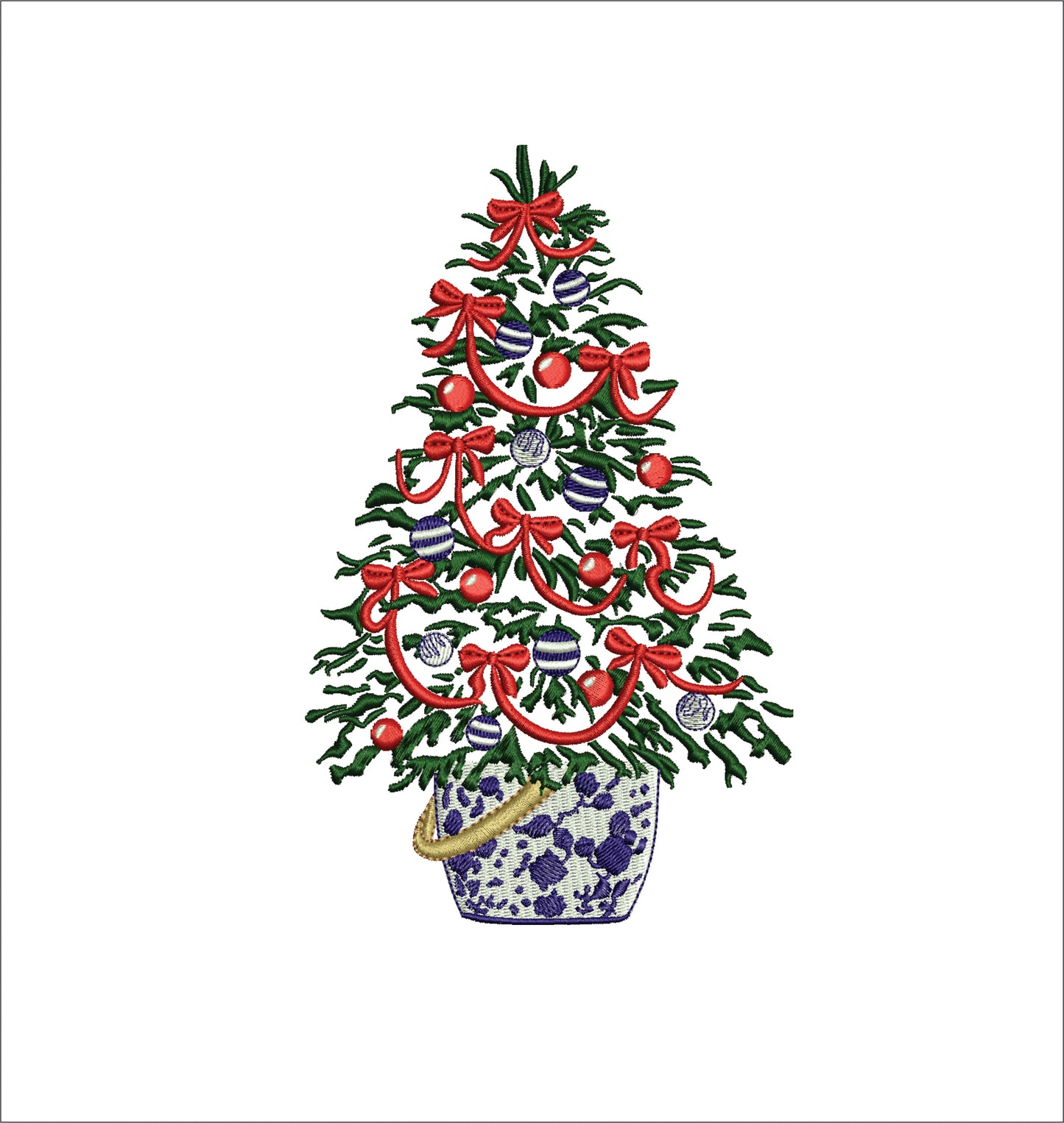 Chinoiserie Christmas Tree Digital Machine Embroidery File- Baby Lee Digital Design- 3 SIZES-DST, PES, JAN, JEF, EXP, SEW, ART, PES, VP3, HUS, PCS, XXX, PEC