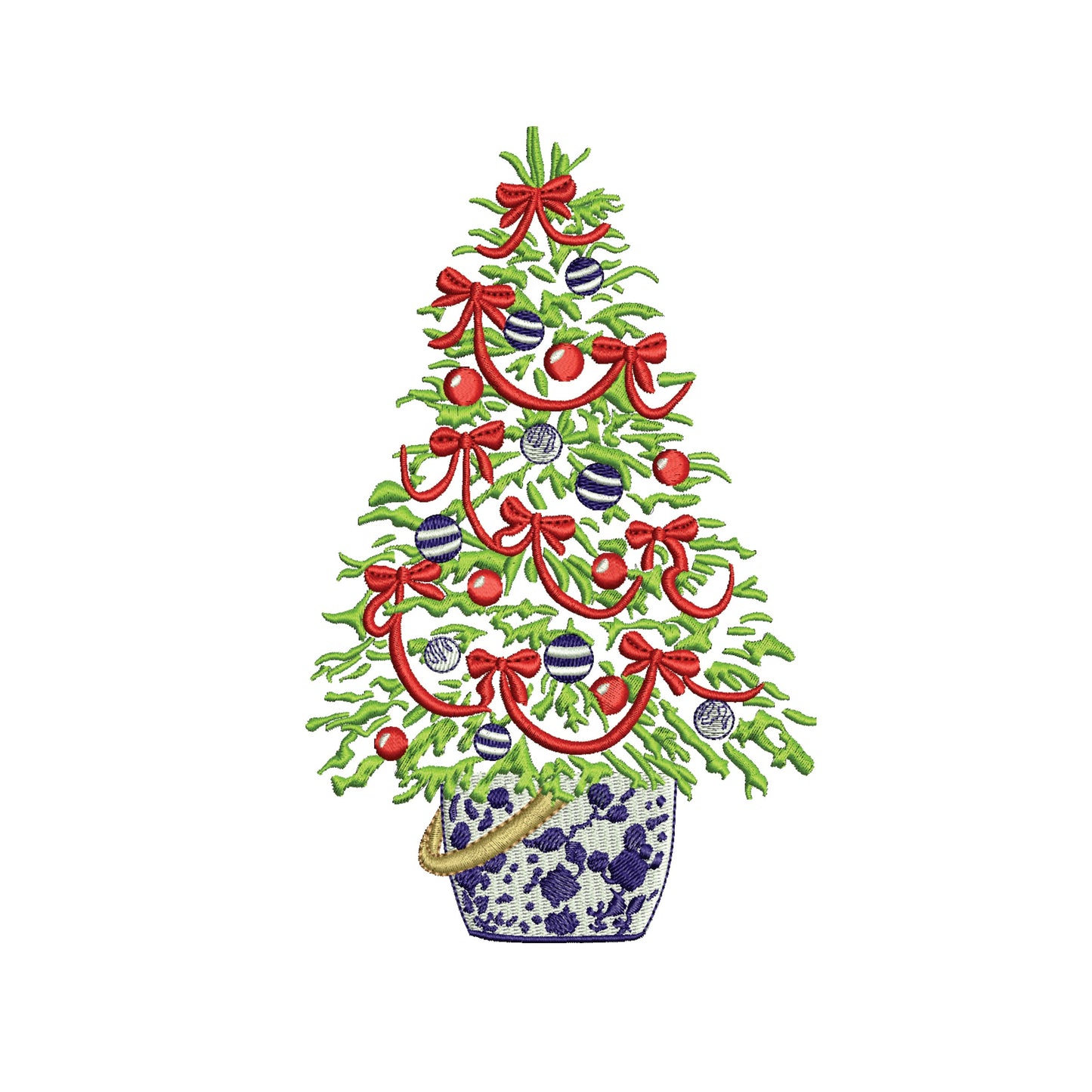 Chinoiserie Christmas Tree Digital Machine Embroidery File- Baby Lee Digital Design- 3 SIZES-DST, PES, JAN, JEF, EXP, SEW, ART, PES, VP3, HUS, PCS, XXX, PEC