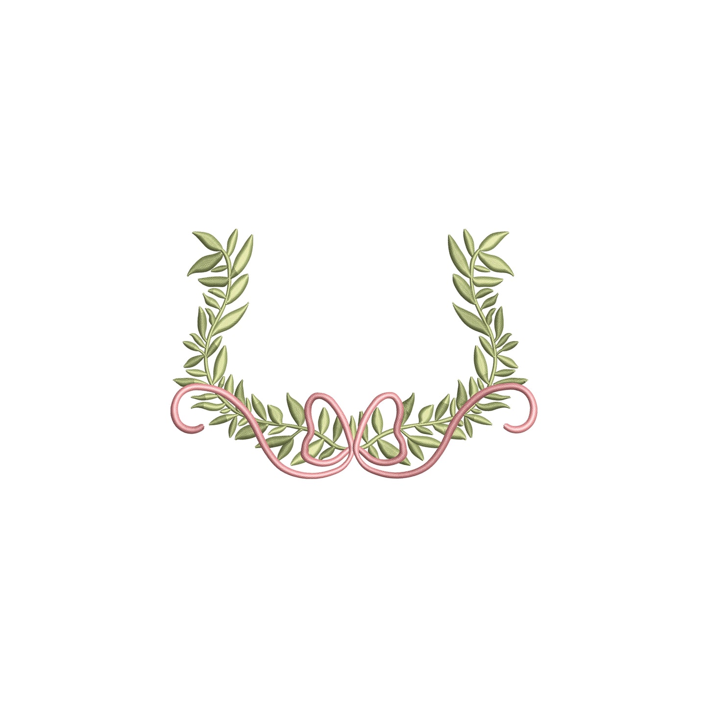 Floral Garland with Flowy Bow for Monogram- Digital Machine Embroidery File- Baby Lee Digital Design-5 SIZE-DST, PES, JAN, JEF, EXP, SEW, ART, PES, VP3, HUS, PCS, XXX, PEC