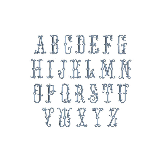 EMBROIDERY FONTS- Fishtail Victorian Font Digital Machine Embroidery File- Download- 2 SIZES