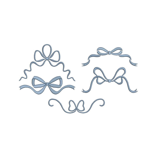 5 Flowy Vintage Bow Pack BUNDLE Digital Machine Embroidery File- Download-  5 SIZES