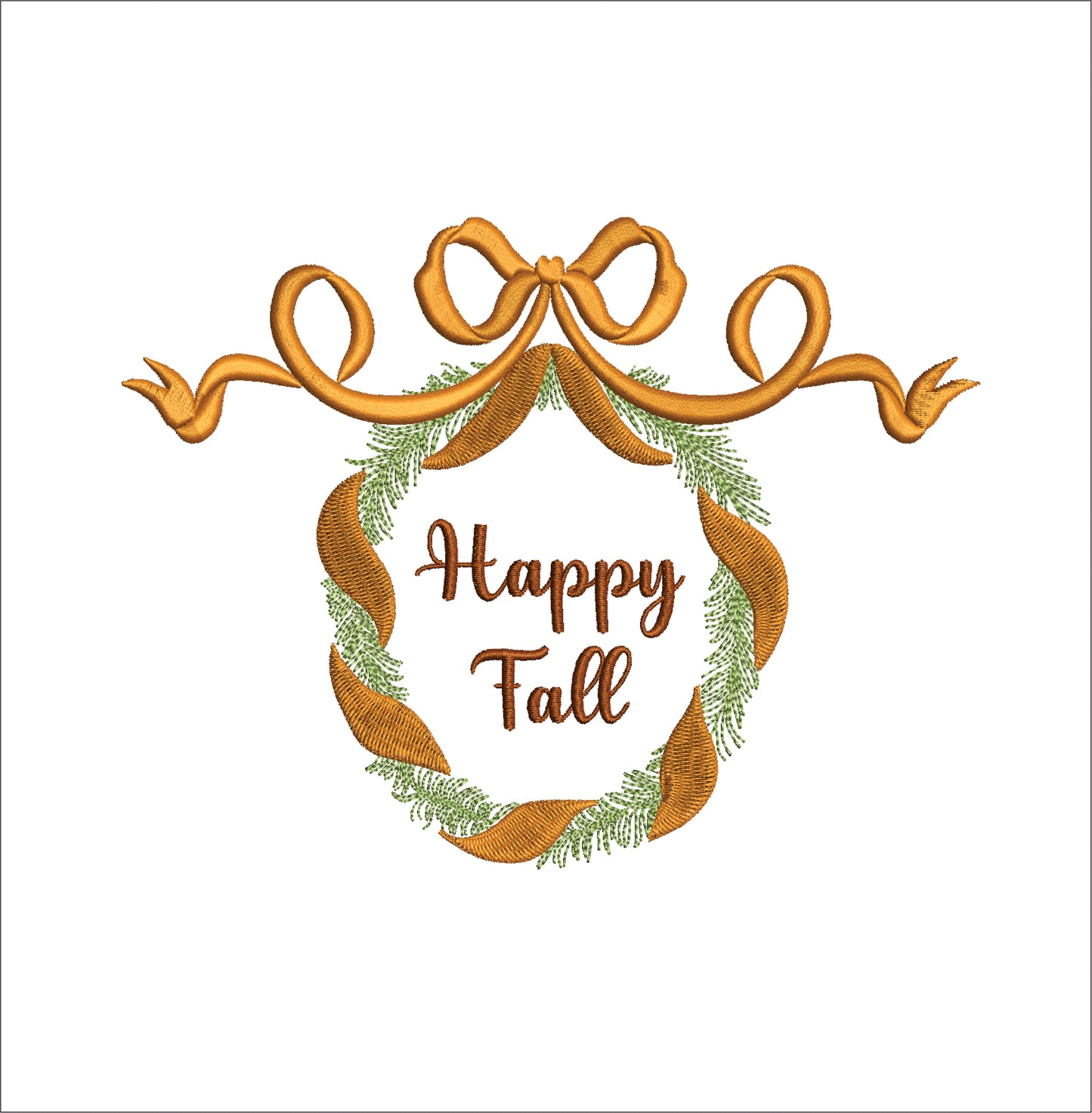 Wreath with Vintage Bow- Digital Machine  Embroidery File- 4 SIZES-HUS, SEW, XXX, DST, DGT, VP3, JEF, PES, EXP, and PCS.