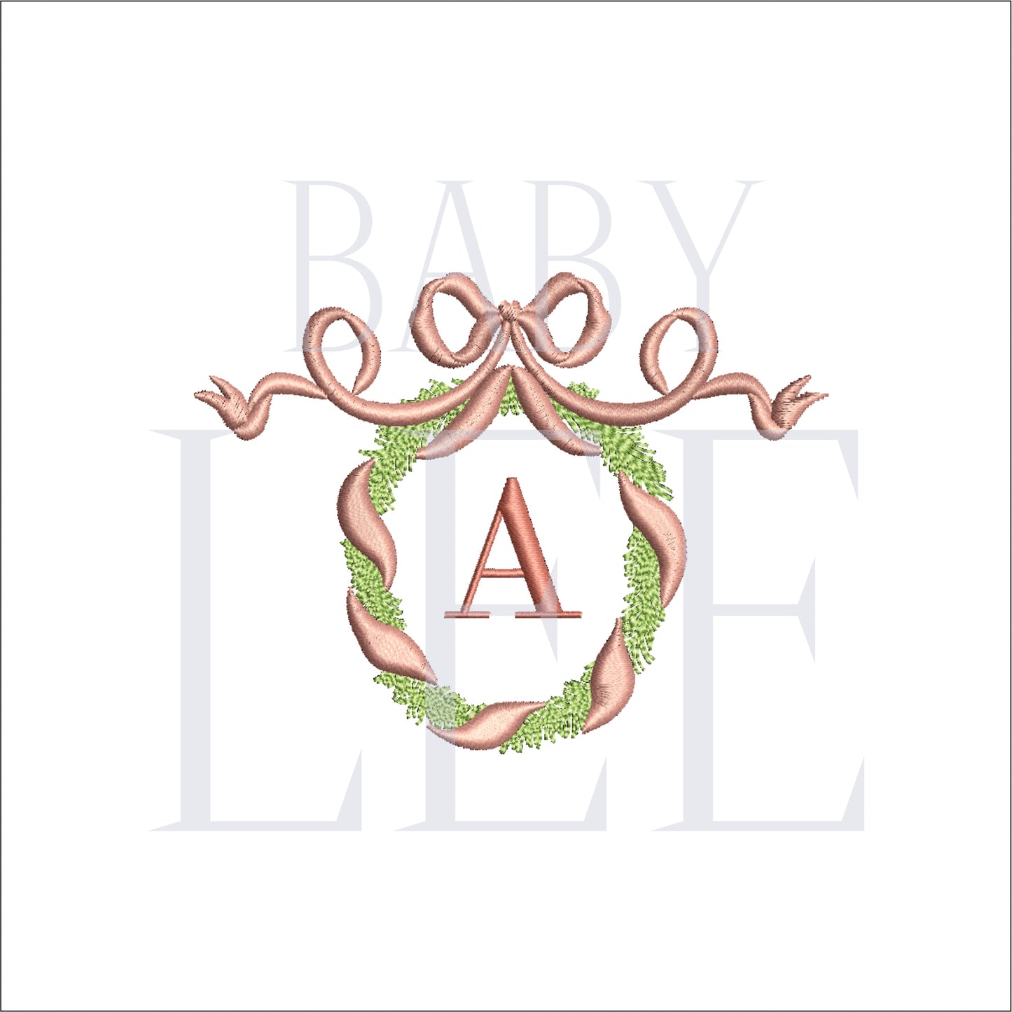Wreath with Vintage Bow- Digital Machine  Embroidery File- 4 SIZES-HUS, SEW, XXX, DST, DGT, VP3, JEF, PES, EXP, and PCS.